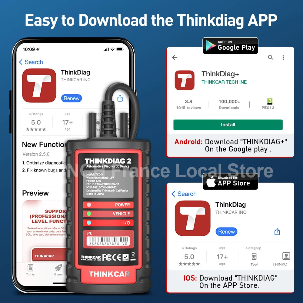 Thinkdiag 2 Ediag Plus Strumenti Diagnostici OBD2 con Protocollo CAN FD, Bluetooth, Codifica ECU, Test Attivo, Scanner OBD2 per Tutti i Sistemi