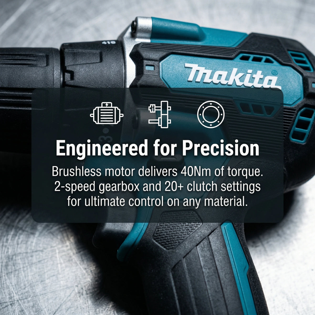 Trapano Avvitatore a Batteria Makita Originale DDF487 18V Brushless, 2 Velocità, Mandrino Autoserrante da 10mm per Fai-da-Te e Ristrutturazioni