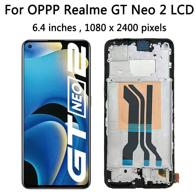 Display LCD AMOLED da 6,62 pollici nuovo per Oppo Realme GT Neo2 RMX3370 + pannello touch digitalizzatore assemblato Realme GT Neo 2 LCD con telaio