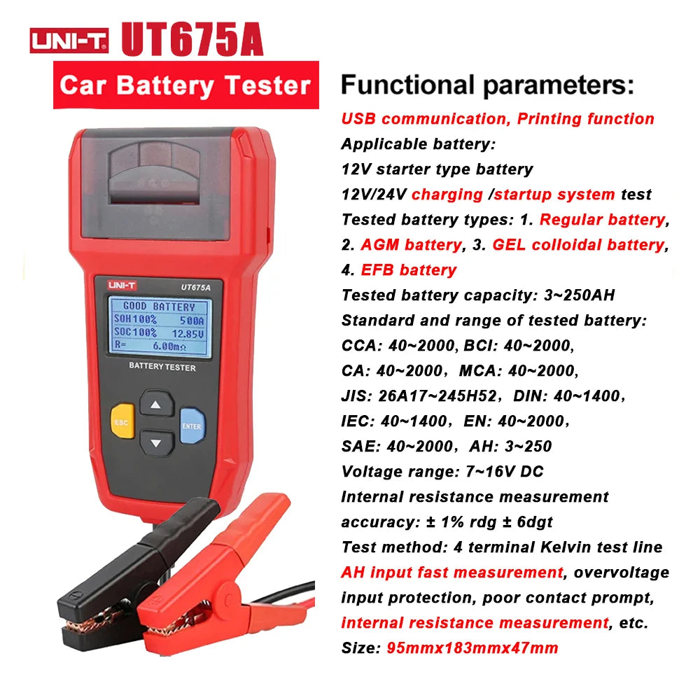 Multimetro Automobilistico UNI-T UT105+ UT107 PLUS, Tester per Batterie Auto UT673A UT675A, Misuratore di Spessore Rivestimenti UT343A UT343D