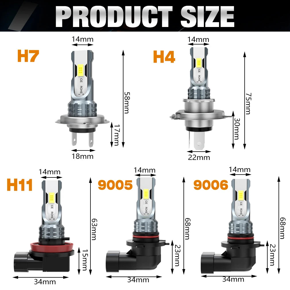 Fari LED XSTORM H7 80W 20000LM, Luci Fendinebbia H4 H11 9005 9006, Lampadine LED Canbus per Auto, Plug & Play 6000k 12V