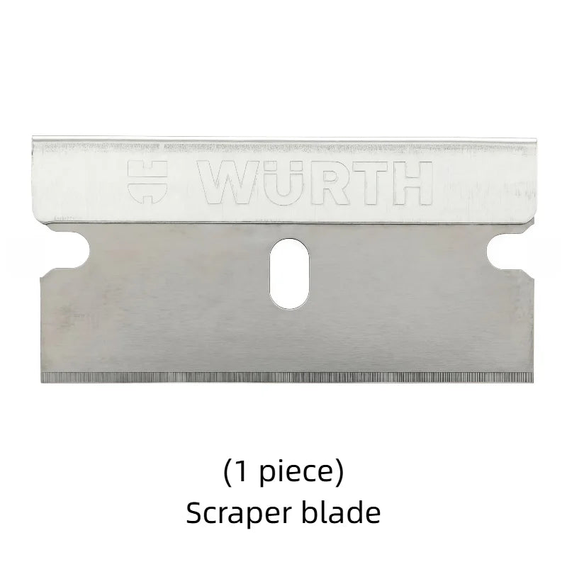 Wurth 071466335 Raschietto Professionale per Vetro con Lama da 40mm, Rimuovi Adesivi e Residui di Colla, Manico Antiscivolo con 6 Lame