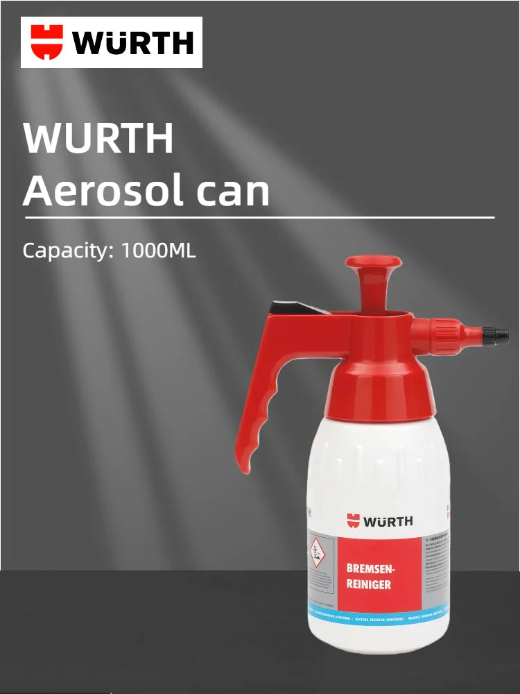 Wurth Flacone Spray a Pressione Vuoto da 1L 0891503001 0891503002, Flacone Spray a Pompa Resistente ai Solventi per Pulitore Freni