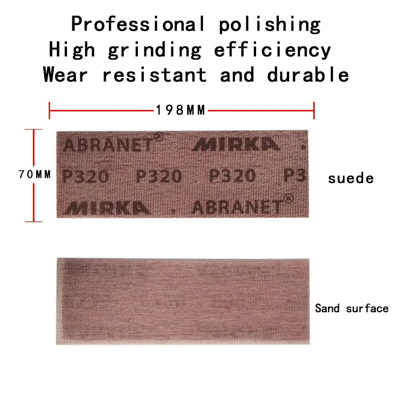 70-198mm Mirka Abranet Mesh Sabbia Rettangolare Carta Abrasiva Secca Vernice Auto Stucco Rettifica Maglia Carta Vetrata 80-400 Grana Floccaggio