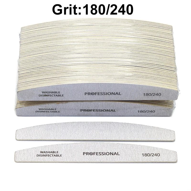 50/100 Pz Lime per unghie professionali in legno 180/240 Buffer 100/180 Grigio Barca Legno Carta vetrata Blocco Gel Lucidatore Levigatura Lime per unghie