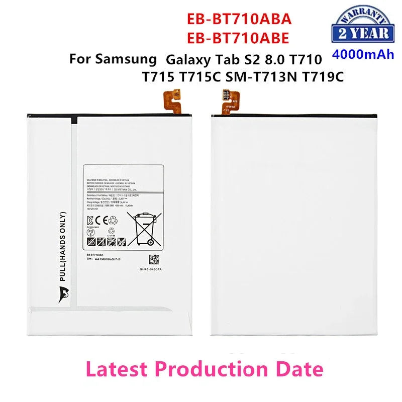 Nuovissimo Tablet EB-BT710ABA EB-BT710ABE 4000mAh batteria per Samsung Galaxy Tab S2 8.0 SM-T710 T713 T715 T719C T713N