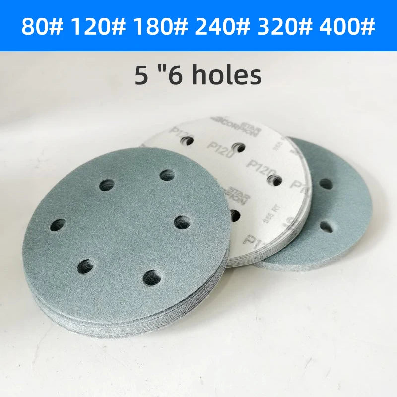 Disco Abrasivo da 5 Pollici a 6 Fori P80-400 per Levigatrice a Secco FESTOOL - Pad Lucidante Durevole