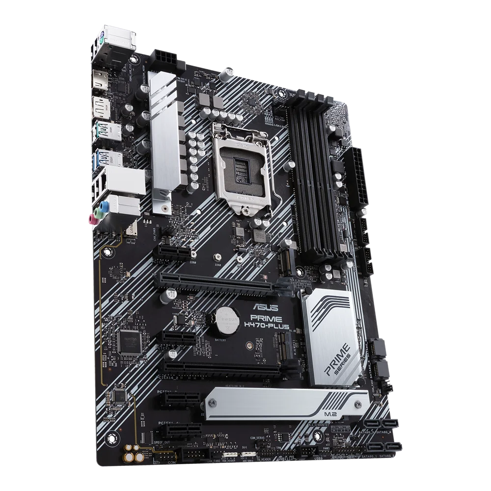 Scheda madre ASUS PRIME H470-PLUS Intel H470 LGA 1200 ATX con supporto per due slot M.2, compatibile con Core i3-10100, i3-10320, i5-10600, i9-10900F, i9-10900KF.