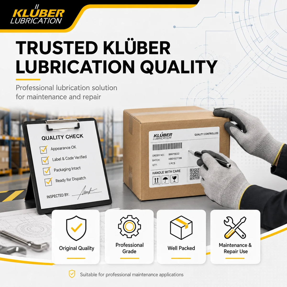 Grasso Originale Kluber POLYLUB GLY 151 per Ingranaggi in Plastica, Lubrificante per Basse Temperature per Cuscinetti a Scorrimento e Ingranaggi Piccoli