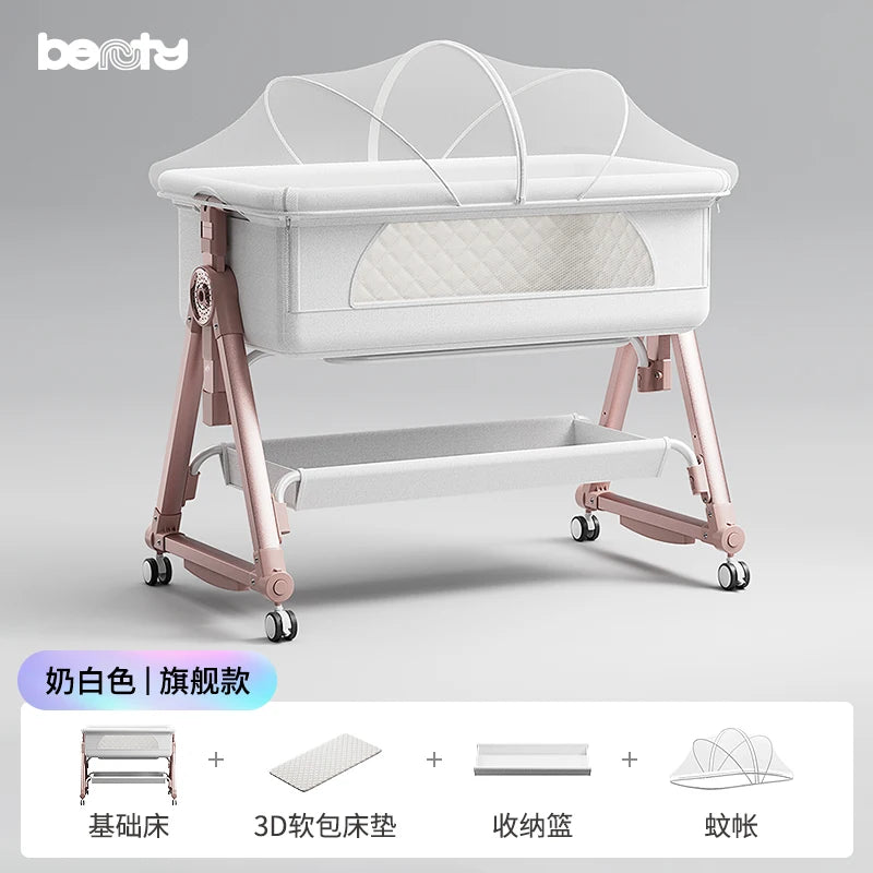 Culla per bambini, giunzione portatile, culla per lettino, culla da comodino per bambino, culla da comodino 3 in 1 con ruote