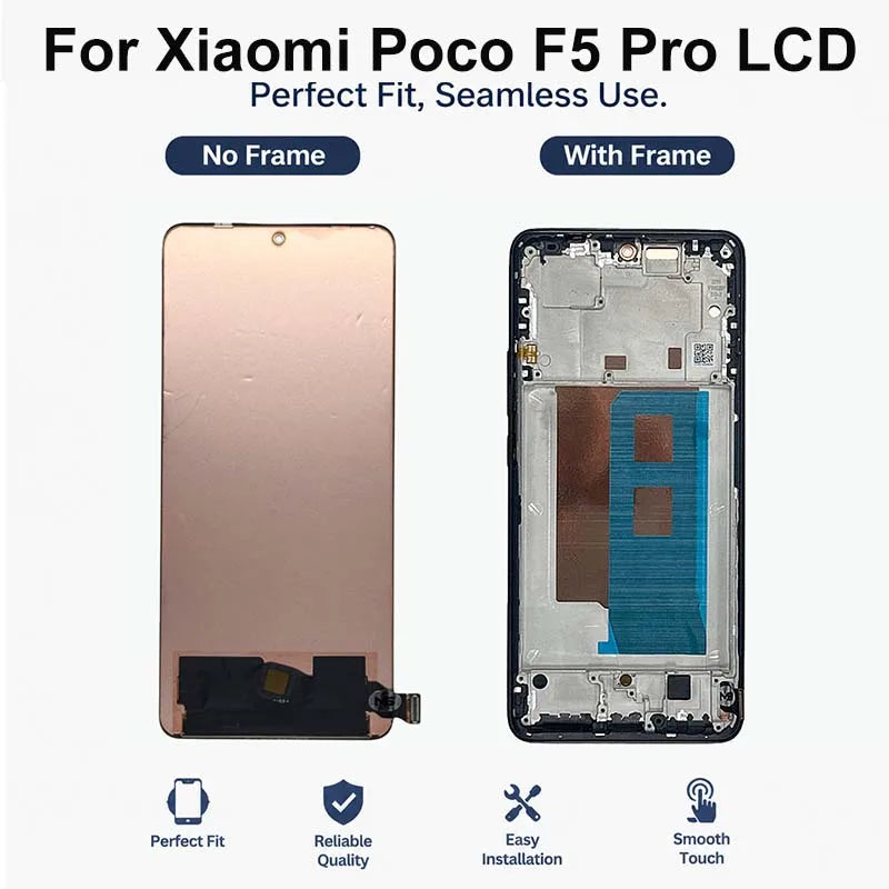 AAA-- Schermo LCD con tecnologia OLED per Xiaomi Poco F5 Pro, display e digitalizzatore touch screen 23049PCD8G, ricambi per Poco F5 LCD 23013PC75G.