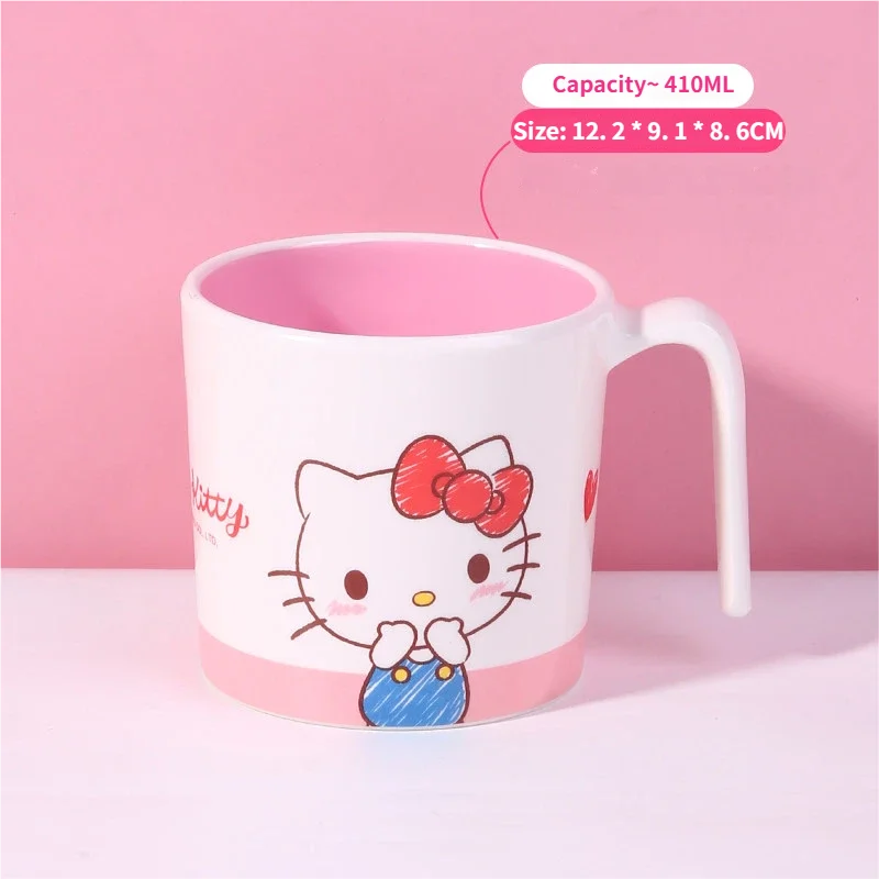WUHE Set di Stoviglie per Bambini Hello Kitty, Ciotole e Piatti in Melamina, Design Cartoon per Ragazze, Senza BPA, Infrangibile, Lavabile in Lavastoviglie