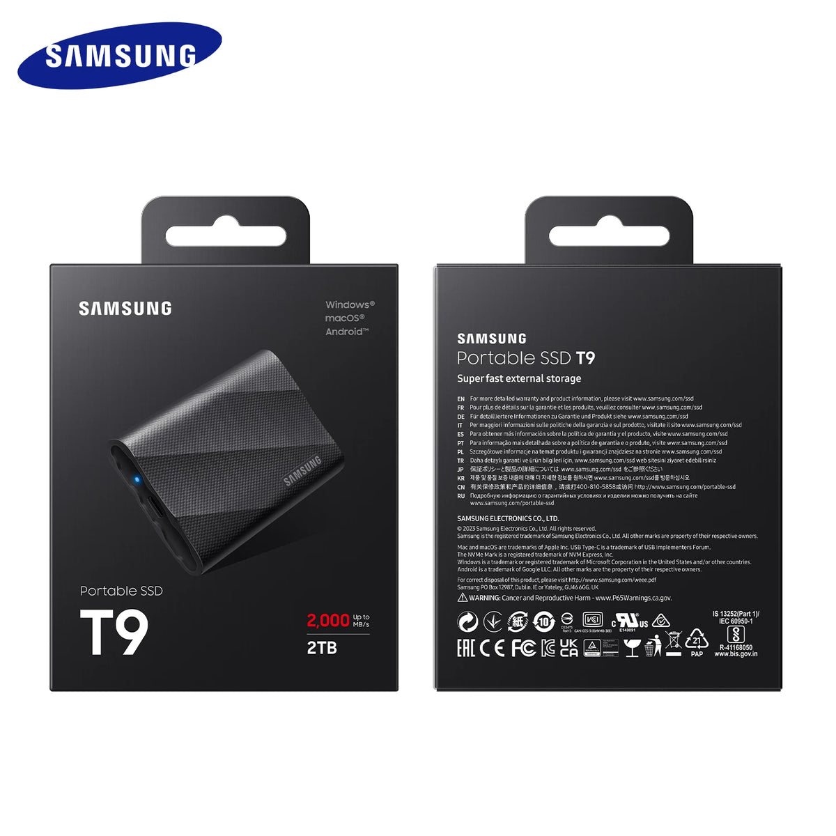 SAMSUNG PSSD T9 USB 3.2 Gen2x2 20Gbps disco rigido portatile 1TB 2TB Type-C disco rigido esterno per iPhone 15 SSD unità a stato solido