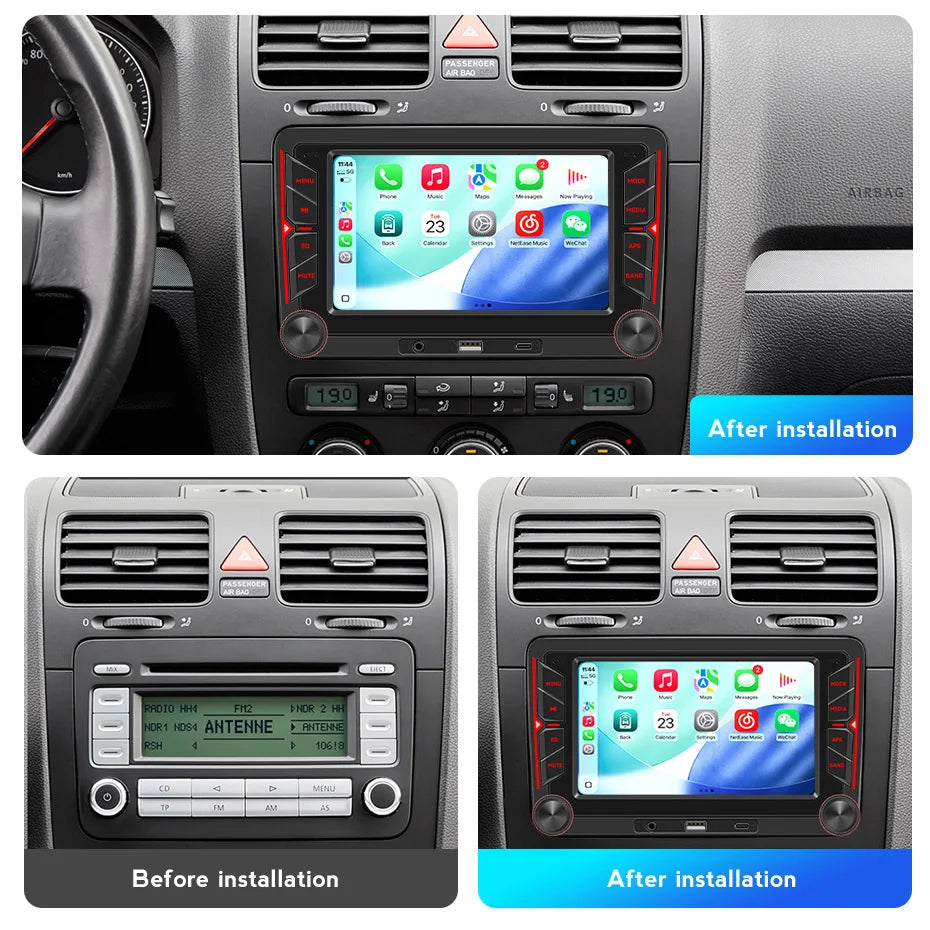 MEKEDE Sistema Multimediale con Navigazione GPS, CarPlay Wireless e Android Auto da 7/9 pollici per Volkswagen Passat B6 B7 Golf 5 6 Polo CC T5 SEAT Altea Toledo Leon Skoda Combi Yeti Superb
