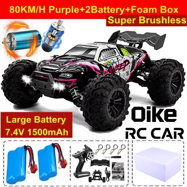 Auto radiocomandata Oike 4WD, fuoristrada 4x4, buggy ad alta velocità, camion super brushless, 50 o 80 km/h, auto da corsa con drift veloce, giocattolo, regalo