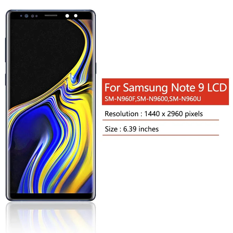 Nuovo LCD per Samsung Note9, Display Touch Screen Digitizer Assembly per Samsung Note 9 N960F N960U N9600 con Cornice LCD