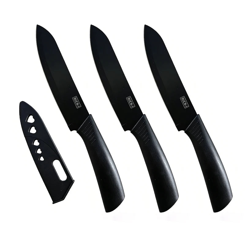 Coltello da cucina 1/3/6 Set di coltelli da cucina Coltello da frutta in acciaio inossidabile da 4 pollici con fodero Coltello da cucina a lama fissa con manico in plastica