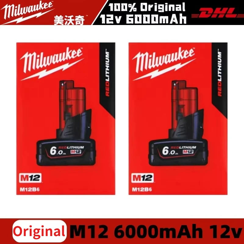 Batteria di ricambio Milwaukee 12V per 6.0Ah XC 48-11-2412 48-11-2440, compatibile con M12 Fuel MLW2553-20 2462-20