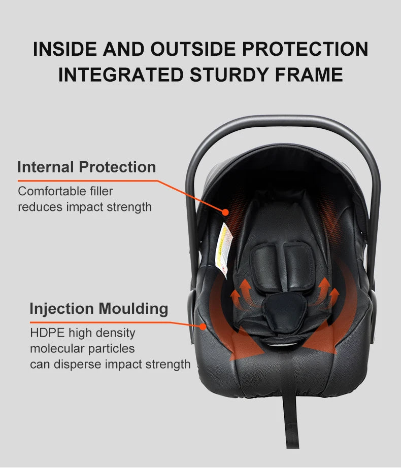 Sistema di trasporto per bambini 3 in 1 con seggiolino auto per neonati e navicella, passeggino pieghevole reversibile a 360 gradi, carrozzina alta per neonati fino a 3 anni, cintura di sicurezza a 5 punti, tettuccio in pelle