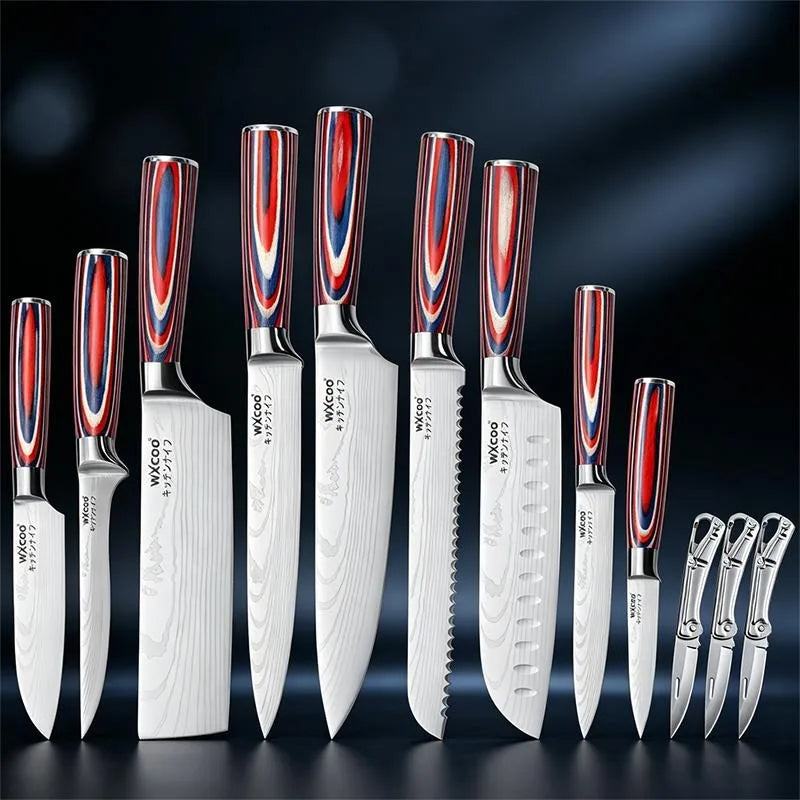 Set di 12/20 coltelli da chef in acciaio inox per pane, frutta e disossamento, leggeri e facili da usare, ideali come regalo per le festività per uomini.