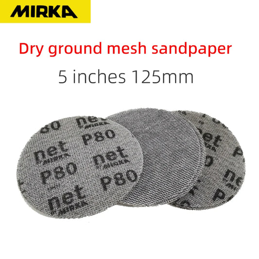 MIRKA 5 "125mm Carta vetrata a rete Levigatura senza polvere Lucidatura per mobili per auto Smerigliatrice a secco rotonda Abrasiva