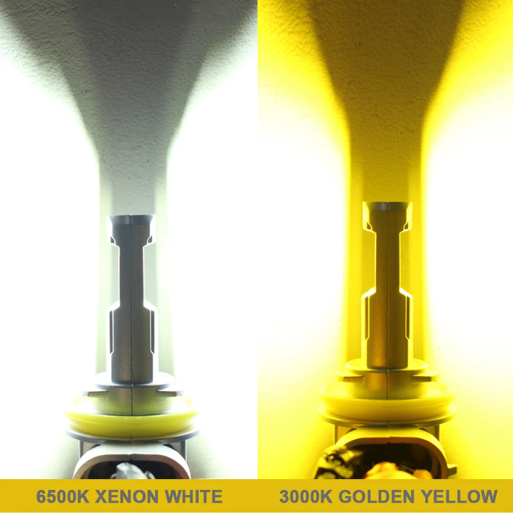 BMTxms 2PCS H27 881 H27W H27W2 LED Fendinebbia 20000LM 40W Per Hyundai Ssangyong Daewoo KIA Lampadina per auto 6500K Bianco 3000K Giallo