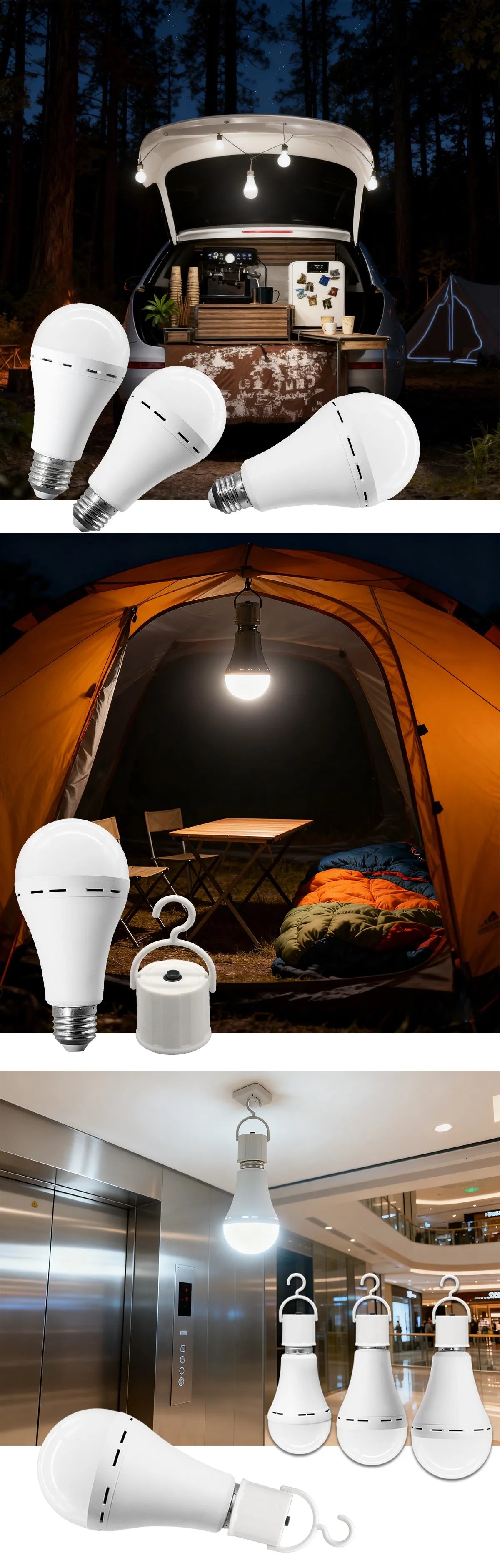 1-10 pezzi lampadina a LED ricaricabile AC100-240V E27 7W 9W 12W lampadina di emergenza per energia domestica campeggio esterno portico lampade da giardino