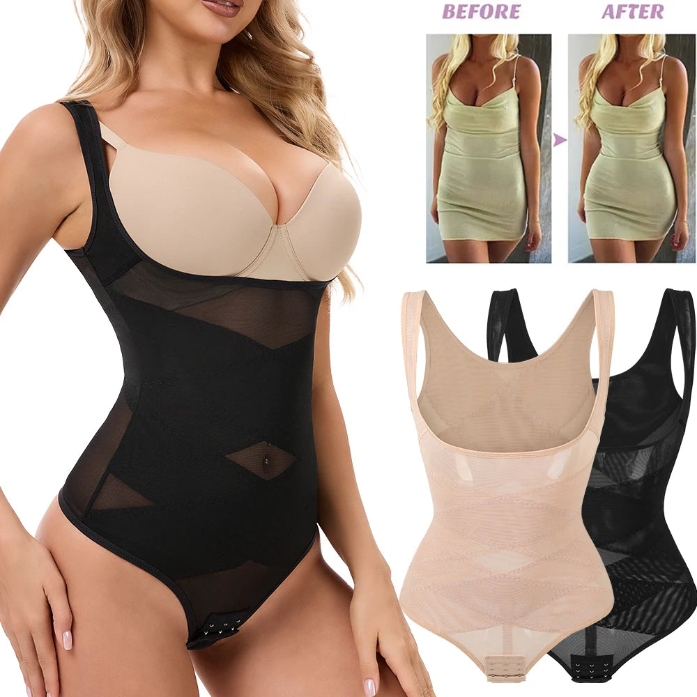 Perizoma in rete Body Shapewear Donna Nuovo Shaper per tutto il corpo Vita sottile Tummy Control Intimo Pancia piatta Corsetto sottoseno