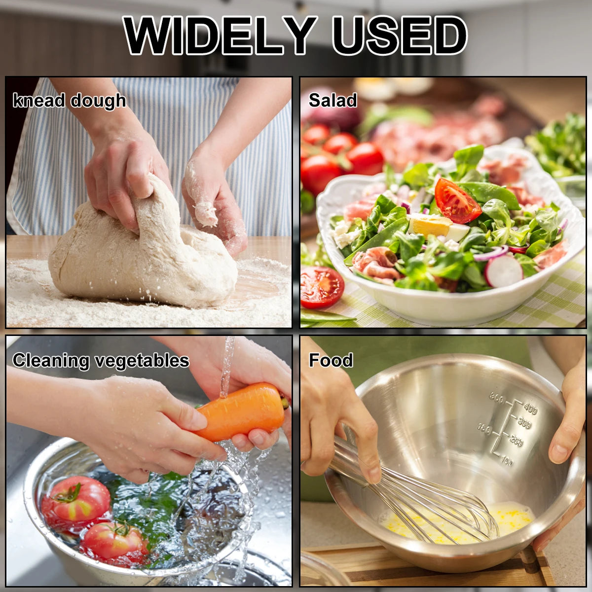 Set di ciotole per insalata da 5 pezzi Set di ciotole per zuppa multiuso in acciaio inossidabile 5 dimensioni Ciotole per nidificazione per cucina Cottura Cottura Conservazione degli alimenti