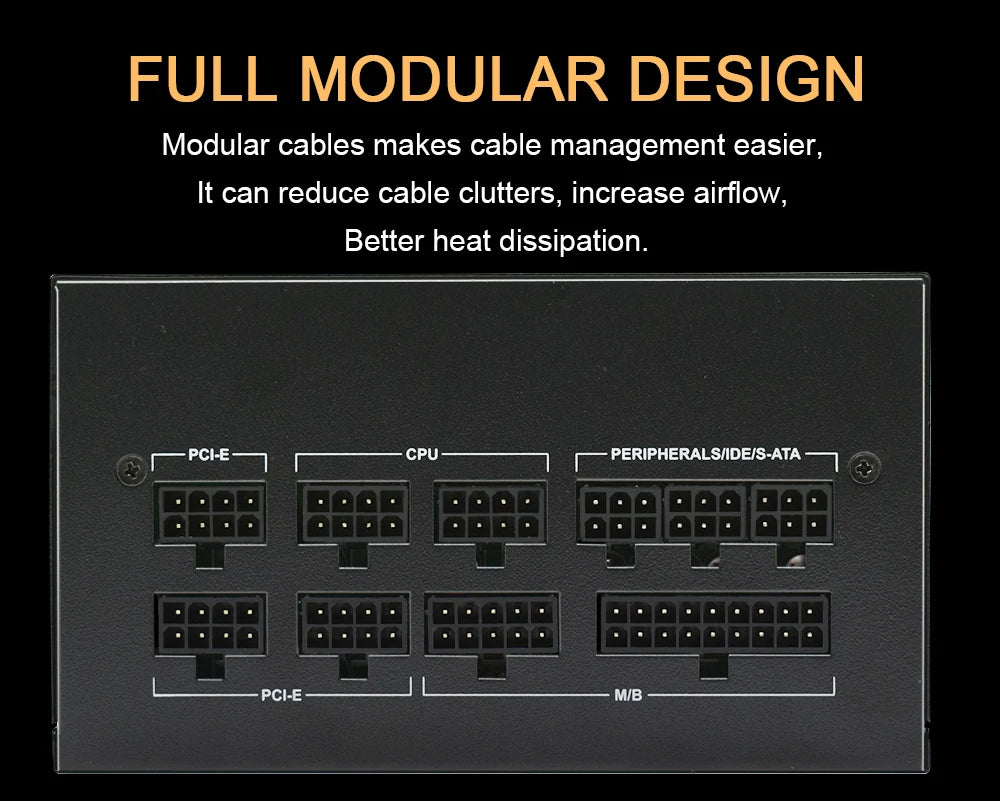 Full Modular ATX 850W 80Plus Gold 20 + 4Pin 12V Professional E-Sports Video Game Computer PSU per PC Desktop Power Supply