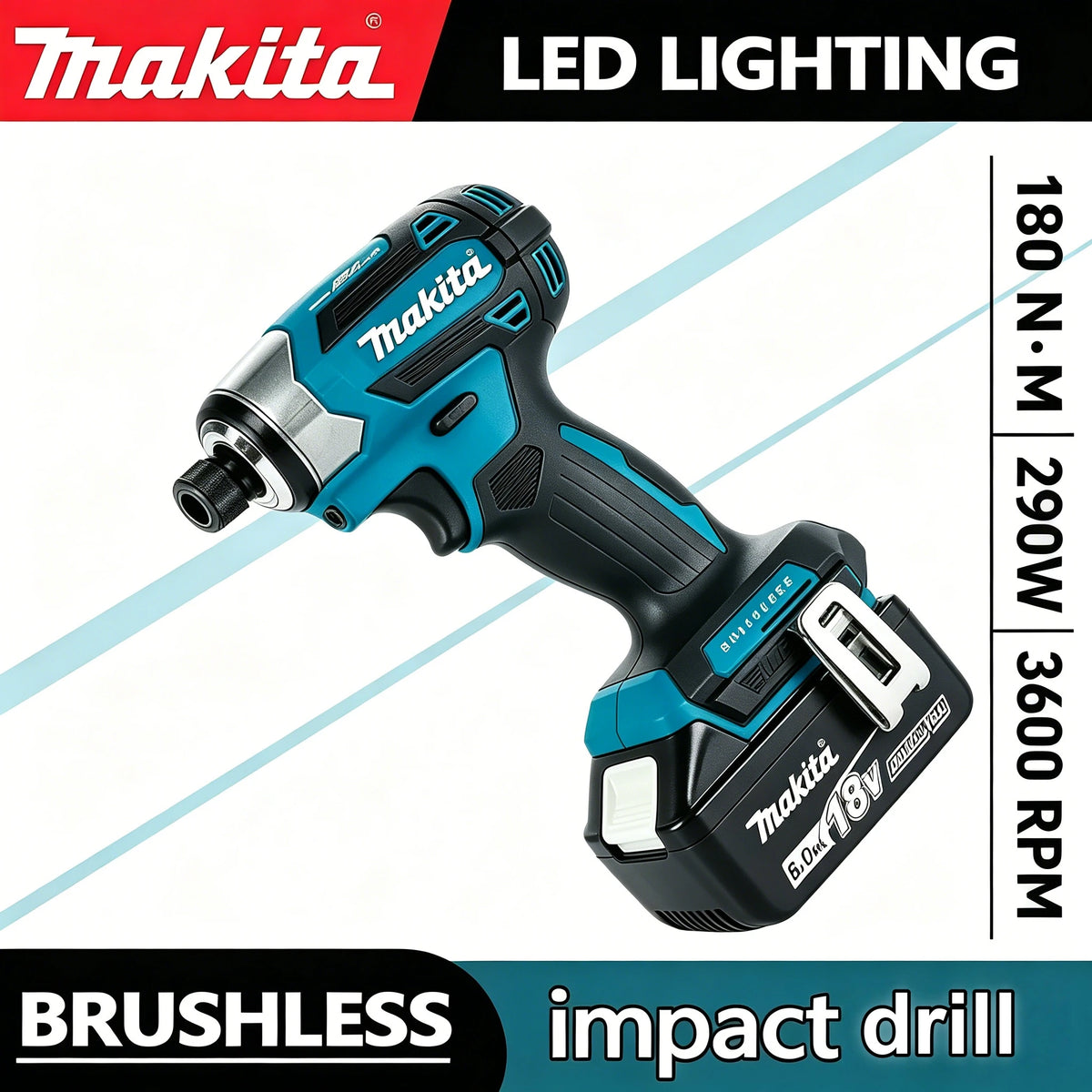 Makita DTD173 Blu 18V Avvitatore a Impulsi Brushless agli Ioni di Litio, Utensile Multifunzione, Trapano, Utensile Elettrico con Batteria 18650