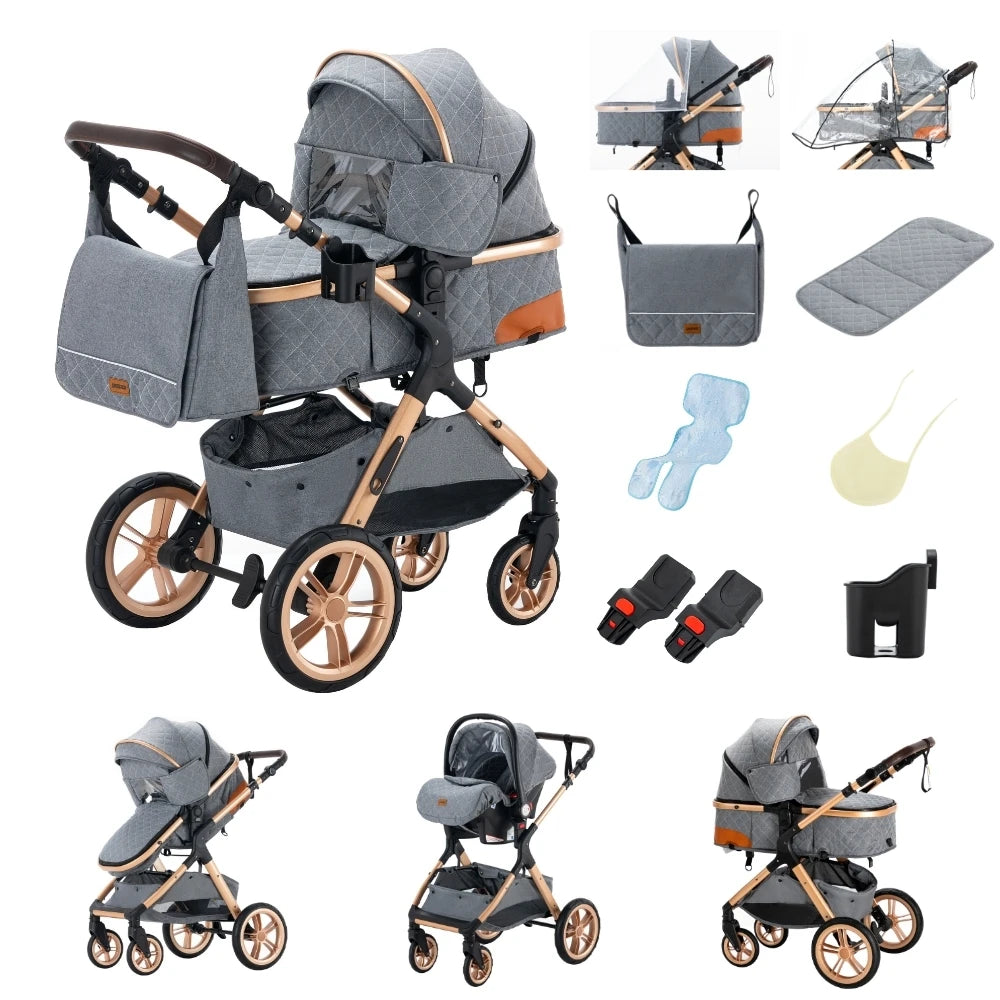 Passeggino 3 in 1 Passeggino multifunzionale Facile da viaggio pieghevole Seggiolino di sicurezza per carrozzina portatile Standard UE Spedizione gratuita