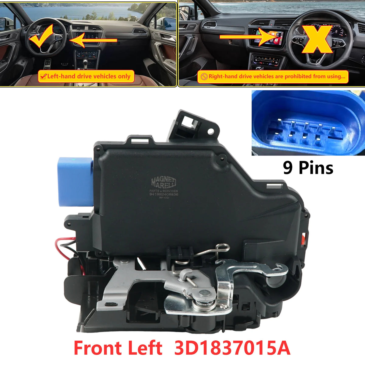1PCS 3D1837015A 3D1837016AC High Quality Door Lock Actuator for VW Caddy Golf Jetta Touran Touareg Skoda Octavia Fabia Toledo