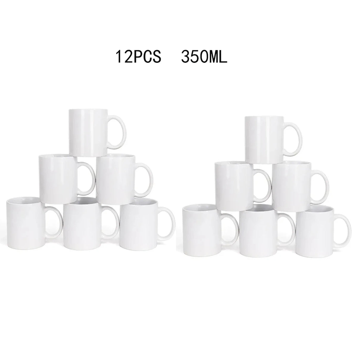 Tazze in Ceramica Bianca per Sublimazione 11Oz, Set da 2/4/12 Pezzi, Tazze in Porcellana per Caffè e Latte, Personalizzabili con Logo, Regalo per la Famiglia