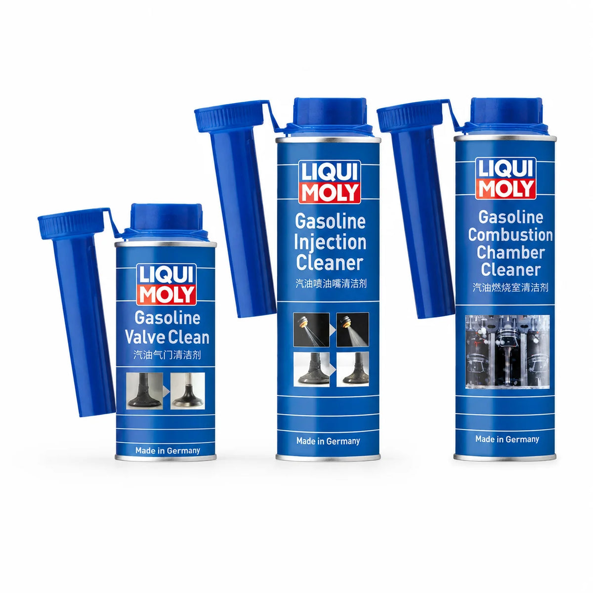 Set di Pulizia del Sistema di Alimentazione LIQUI MOLY, Detergente per Iniettori Auto, Rimozione Depositi di Carbonio, Additivo per Carburante, Liquido per la Cura del Motore del Veicolo