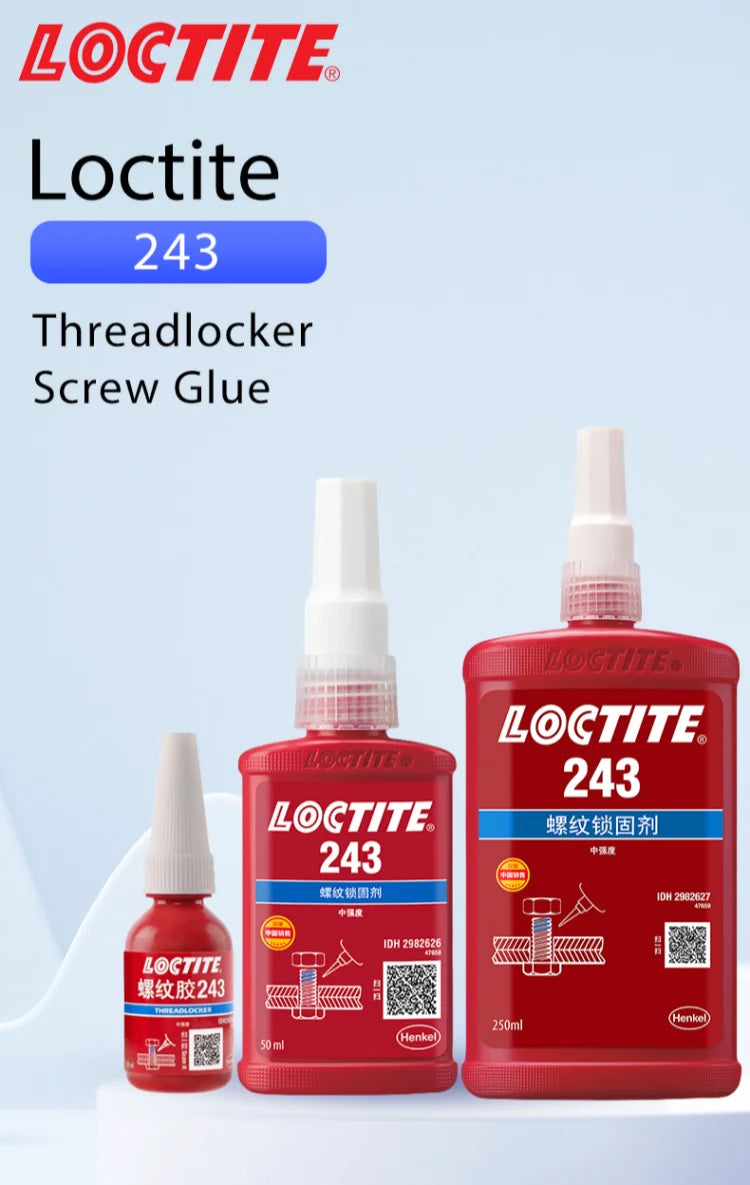 100% originale Loctite 243 Frenafiletti Vite Colla Blu Colla anaerobica a media resistenza Fissatore per viti 10 ml/50 ml/250 ml
