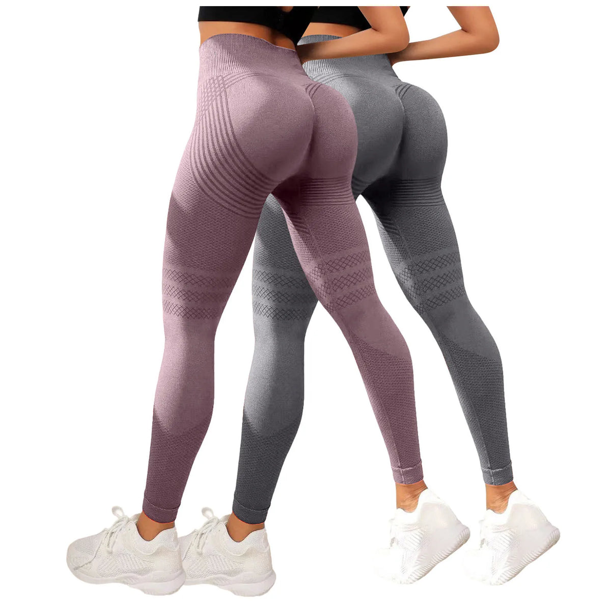Leggings Modellanti Anti-Cellulite 2 Pezzi, Compressione 3D, Vita Alta, Senza Cuciture, Push-Up, Opachi, Pantaloni Sportivi per Yoga e Fitness