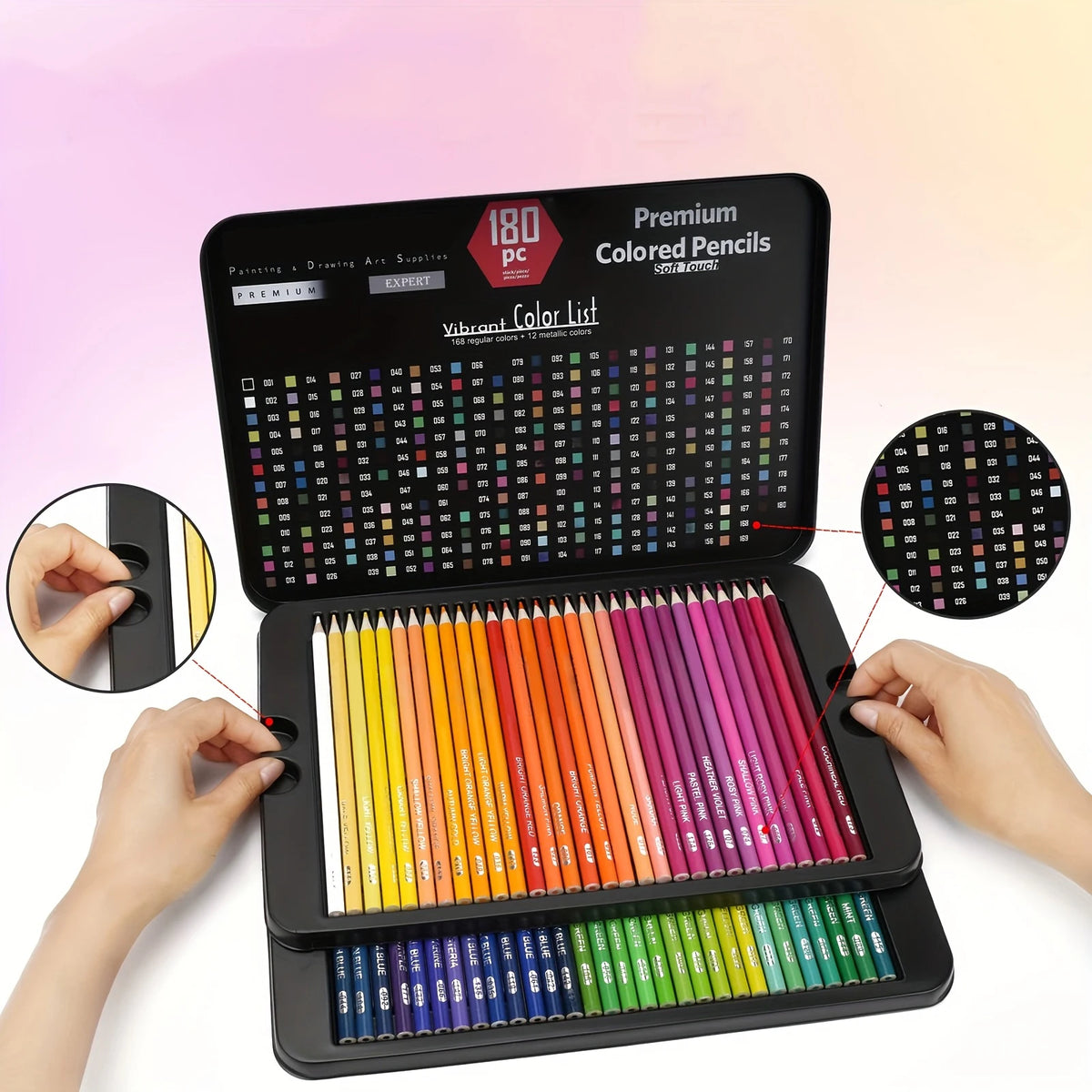 Set di Matite Colorate Professionali 72/120/180/260 Colori, Matite a Olio Non Tossiche per Disegno Artistico e Colorazione