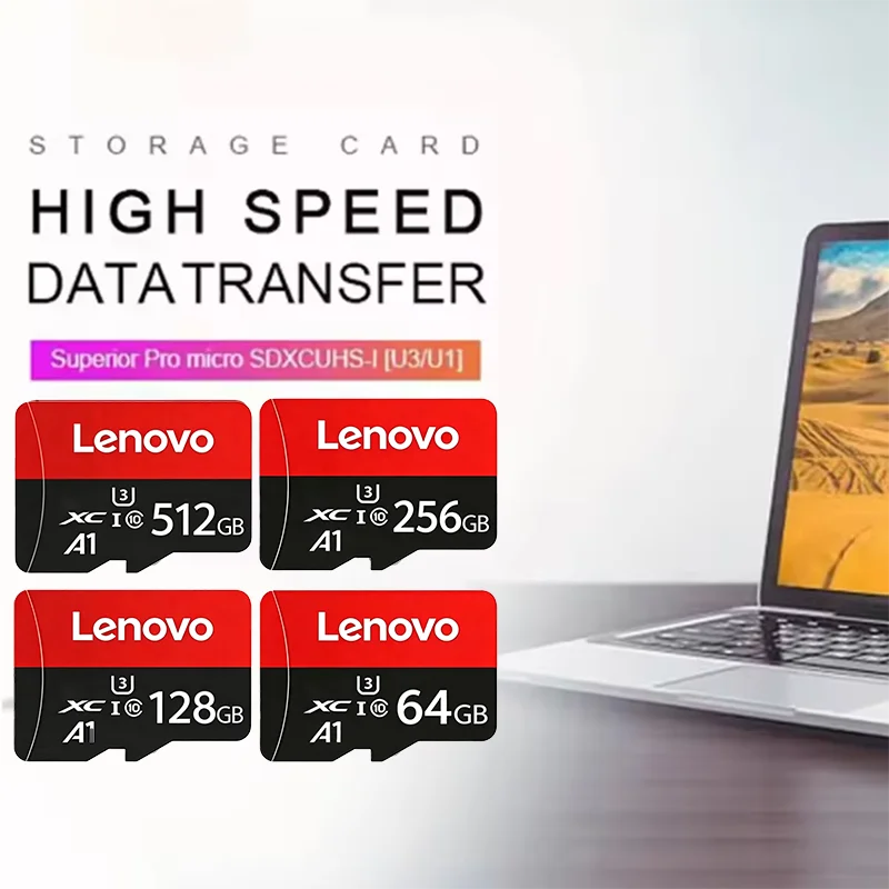Scheda TF Lenovo ad Alta Velocità 512GB per Videosorveglianza, Micro SD 128GB 1TB, Scheda di Memoria ad Alta Durabilità Classe 10 U3 per Telecamera CCTV e Dashcam