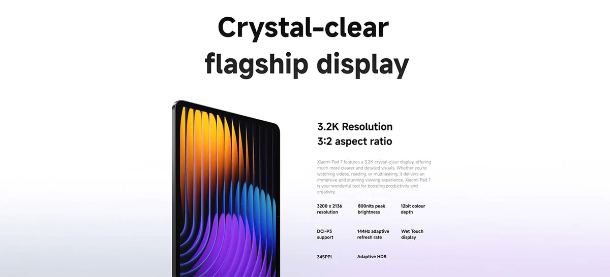 Xiaomi Pad 7 Versione Globale, CPU Octa-core Snapdragon 7+ Gen 3, Tablet con Batteria da 8850mAh, Fotocamera da 13MP, Display da 11.2" 3.2K 144Hz