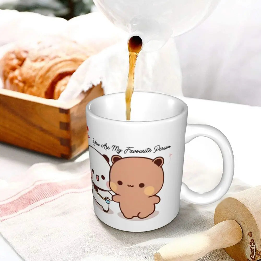 Tazze personalizzate per coppia Bubu Dudu Panda e Brownie Bear Tazza da caffè per tè al latte in ceramica fai-da-te