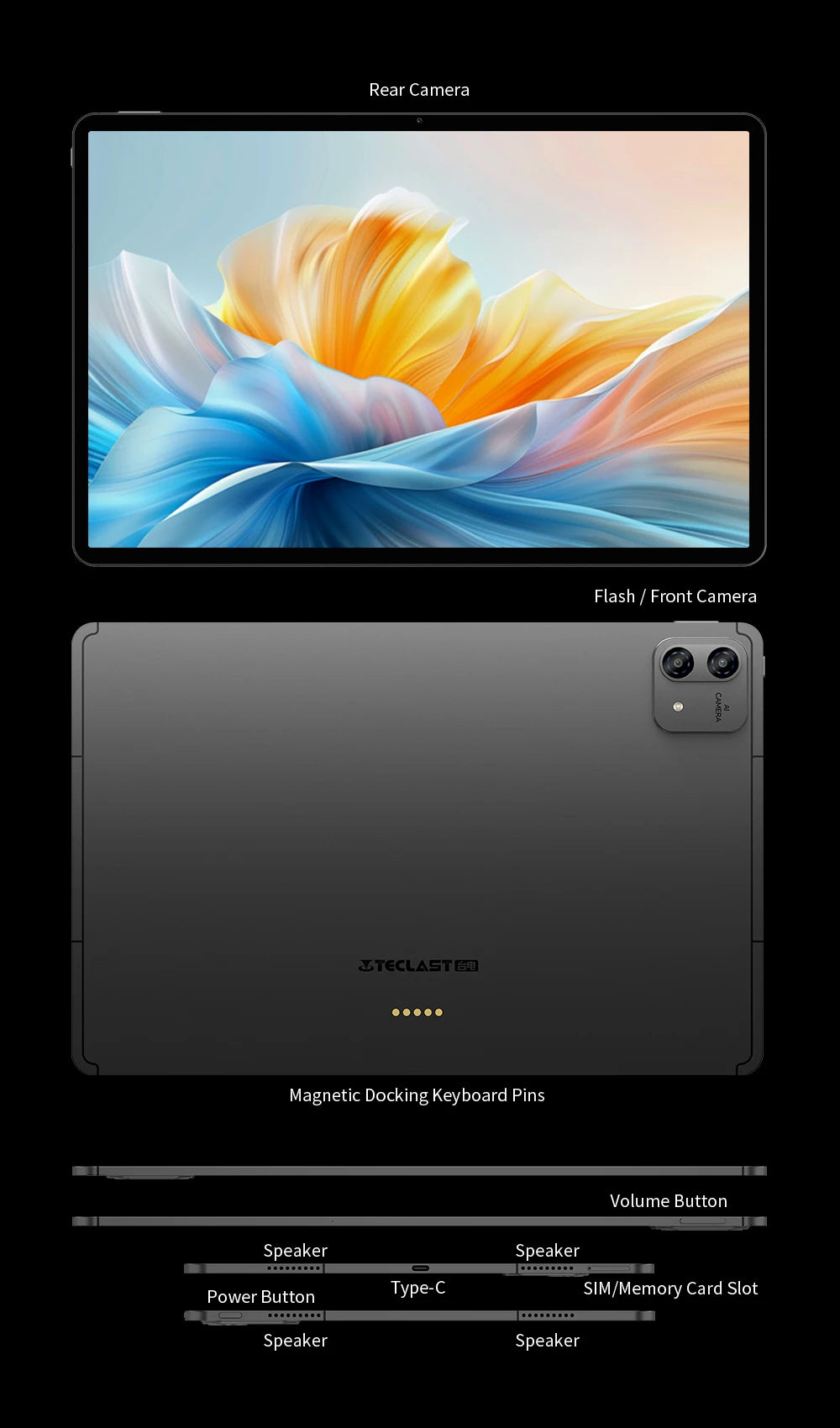 Tablet Teclast T70 Pro con Android 16 e tecnologia Gemini AI, display IPS da 14 pollici, T70Pro, doppia SIM 4G LTE, WiFi 2,4 GHz/5 GHz, Bluetooth 5.2, navigazione GPS, processore G100 Octa Core, 8 GB di RAM, 128 GB di memoria