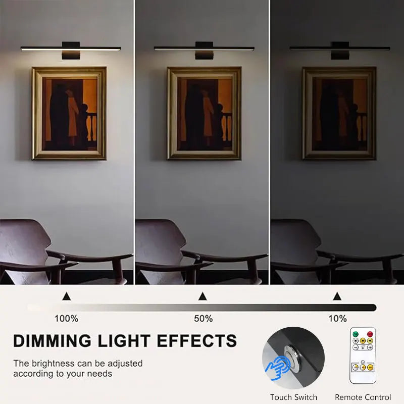 Lampada da parete ricaricabile con batteria da 6000 mAh, ideale per illuminare quadri, con interruttore dimmerabile e telecomando, lampade da parete senza fili.