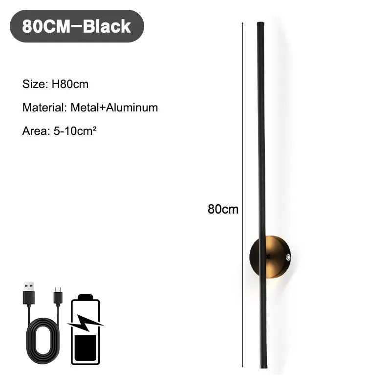 Lampade da parete a LED con batteria ricaricabile wireless con telecomando 3CCT 360 ° Lampada da parete a LED dimmerabile con interruttore tattile girevole nera