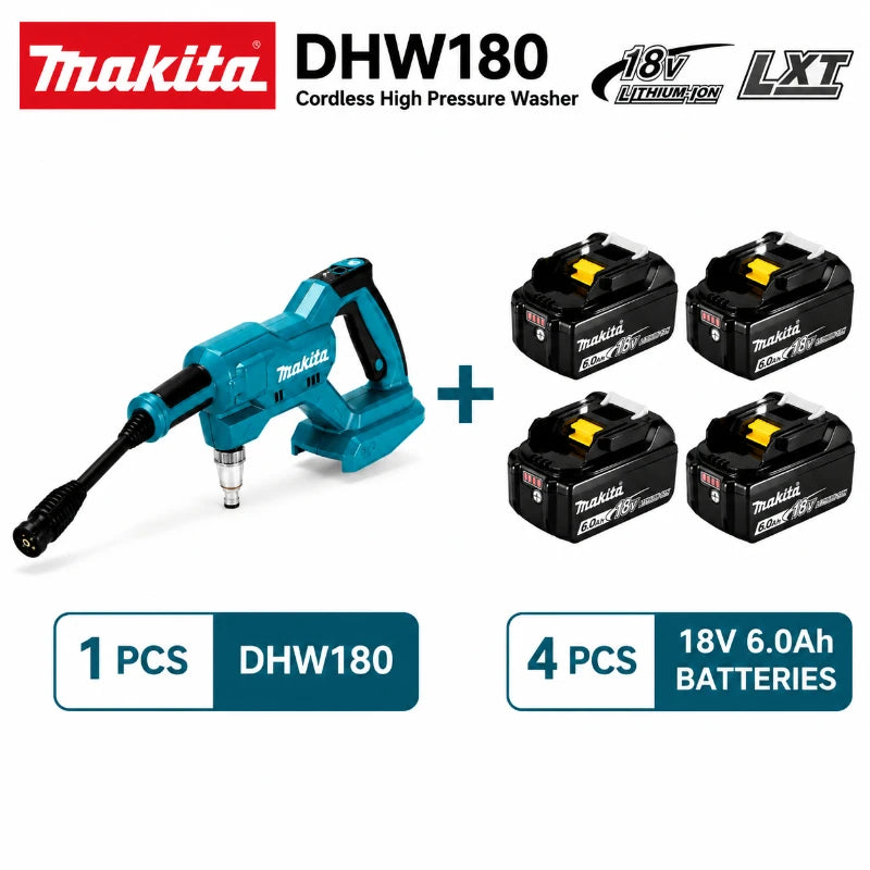 Idropulitrice Portatile a Batteria Makita DHW180 18V per Auto, Moto, Giardino e Patio - Compatibile con Batterie Makita 18V - Disponibilità EU