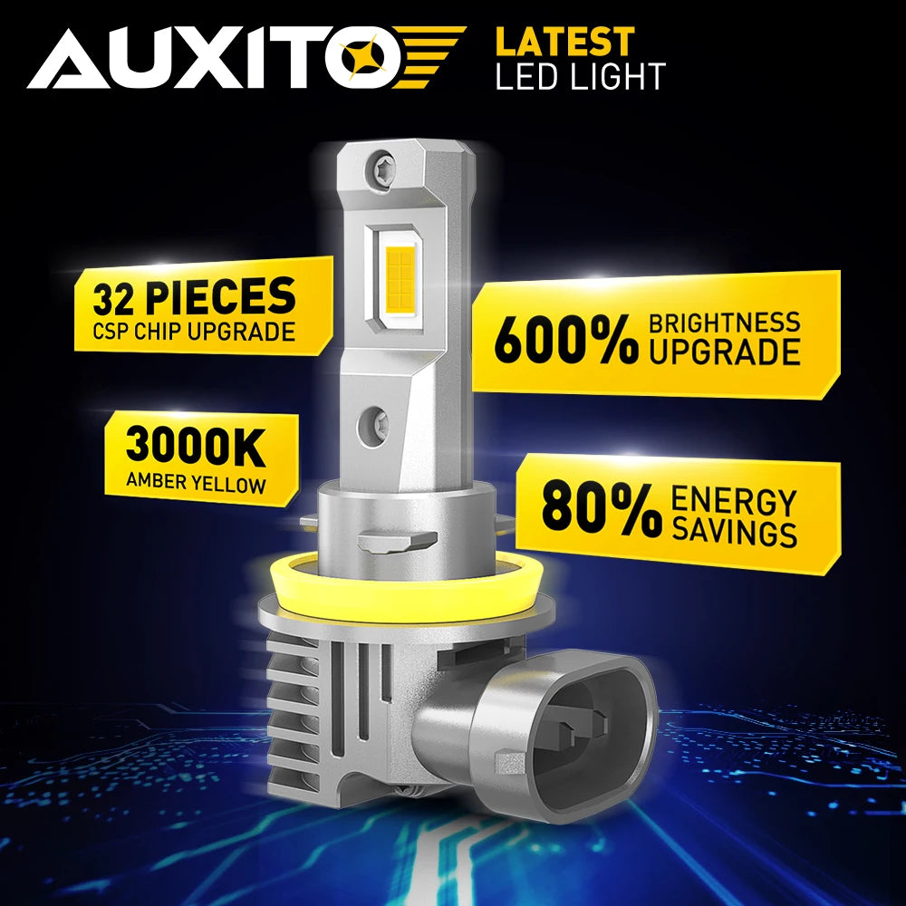 AUXITO 2 pz CANBUS H8 H11 LED fendinebbia lampadine H9 H16JP 9005 HB3 9006 HB4 3000K ambra giallo Led Daytime Running Driving Lamp