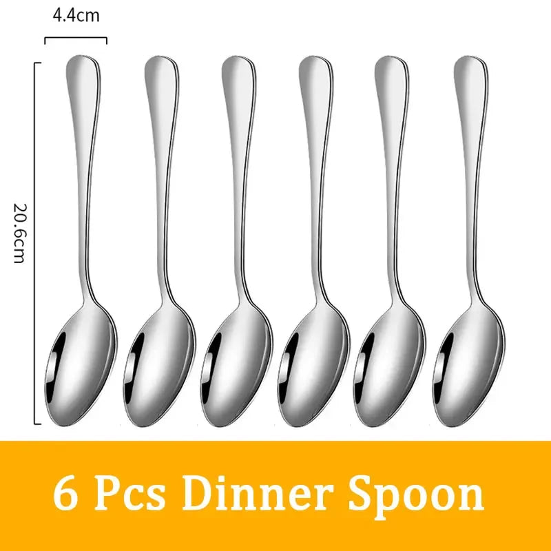 Set di posate da 24 pezzi in acciaio inossidabile, set di stoviglie, cucchiaio e forchetta, coltello, forchetta, cucchiaio da dessert, cucchiaio da tè
