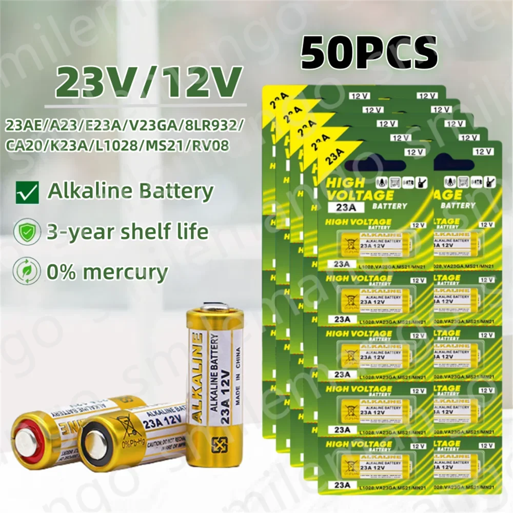 5-100PCS A23 23A 12V Batteria Alcalina 23GA A23S E23A EL12 MN21 V23GA GP23A MS21 LRV08 Per Campanello di Controllo Remoto Giocattolo Elettrico