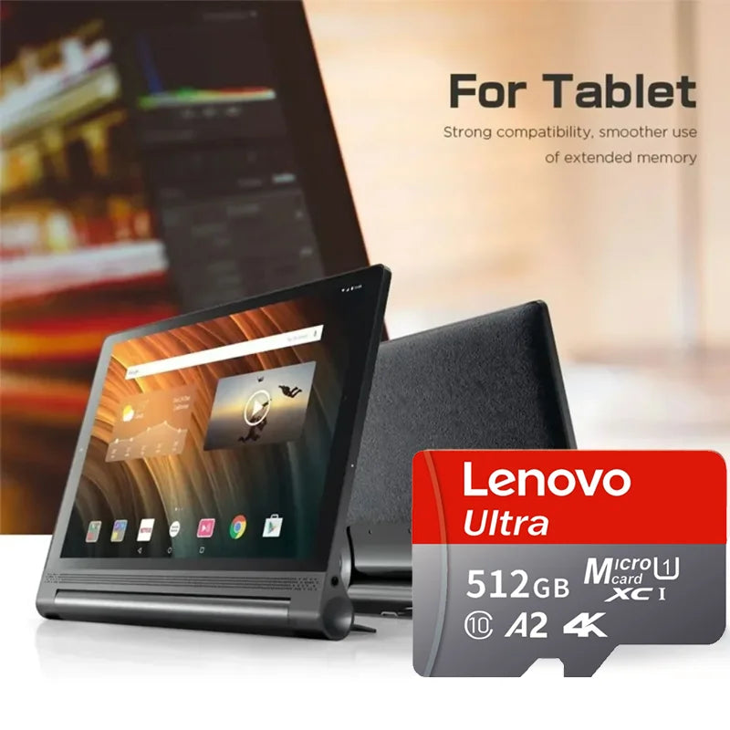 Scheda di memoria Micro SD Lenovo ad alta velocità, disponibile nelle seguenti capacità: 1 TB, 128 GB, 256 GB, 512 GB, compatibile con video 4K Full HD, telefoni, GoPro, droni e action cam.