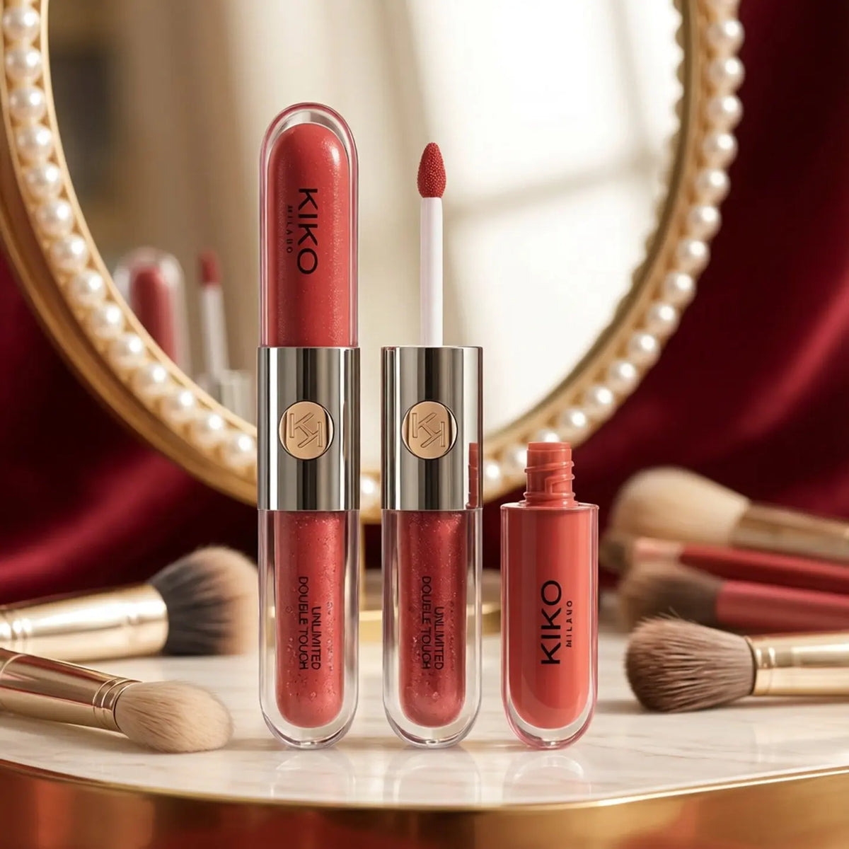 Nuovo Rossetto a Doppia Punta Kiko Milano Edizione Limitata, Lucidalabbra Trasparente Effetto Specchio, Lucidalabbra a Lunga Tenuta, Lucidalabbra Sexy e Intenso, Trucco per Labbra